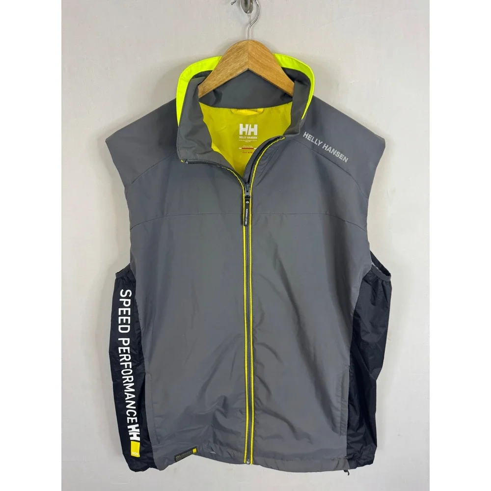 Helly Hansen Speed Performance HH Vest Grey Neon Yellow Full Zip Mens XL